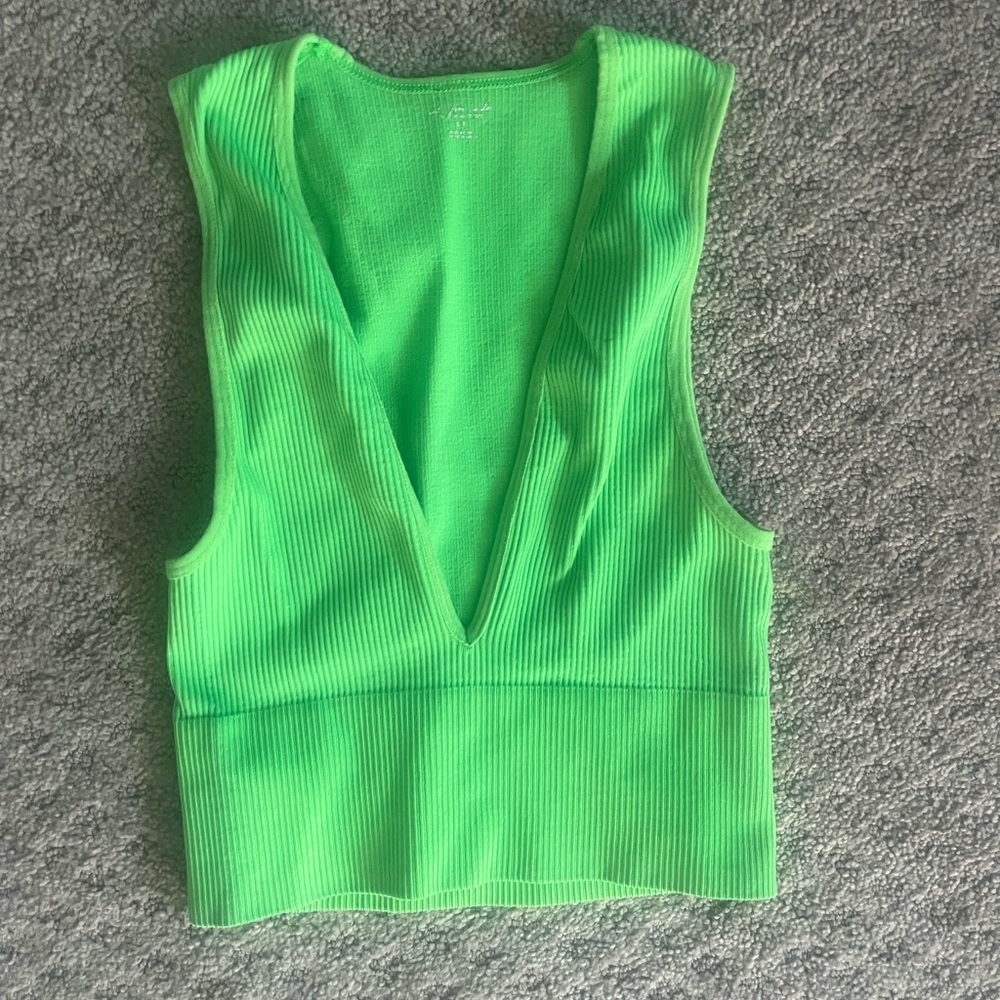 Urban Outfitters Bright Green Ribbed Tank Top
